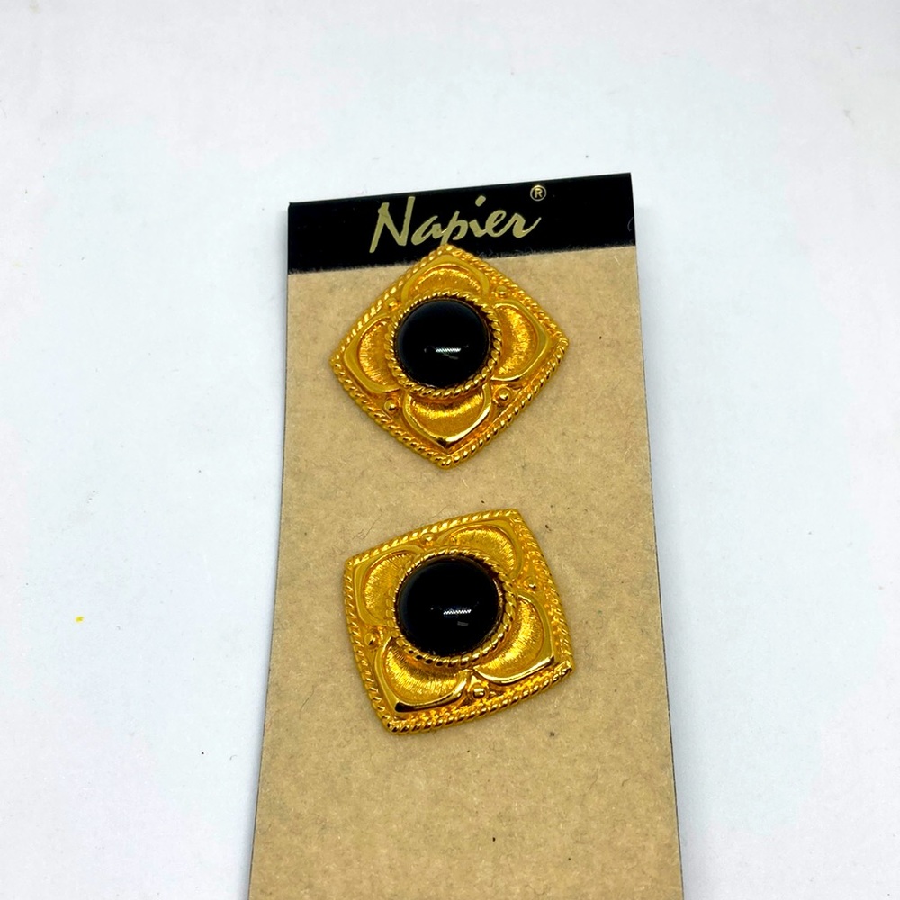 Napier Black and Gold Earrings